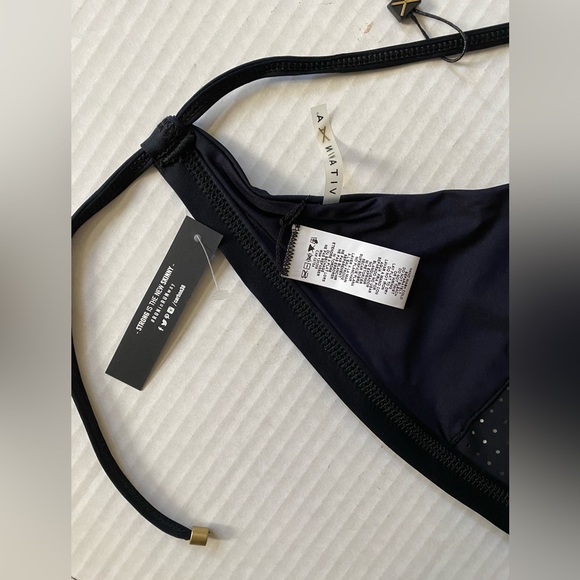 NWT Vitamin A Carbon 38 Swim Celine High Neck Mesh Halter Bikini Top Black S 8/M - Picture 10 of 15